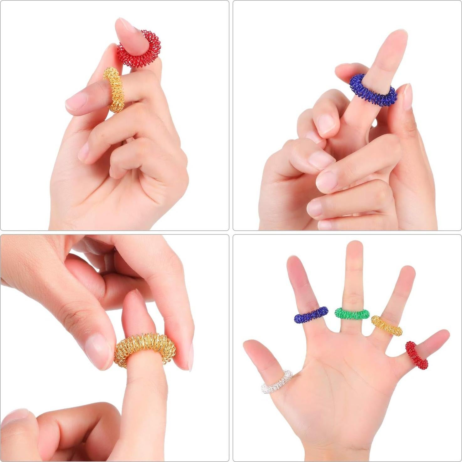 Anillos de Acupresión Blulu 50 Pcs Masajeador Dedo Multicolor