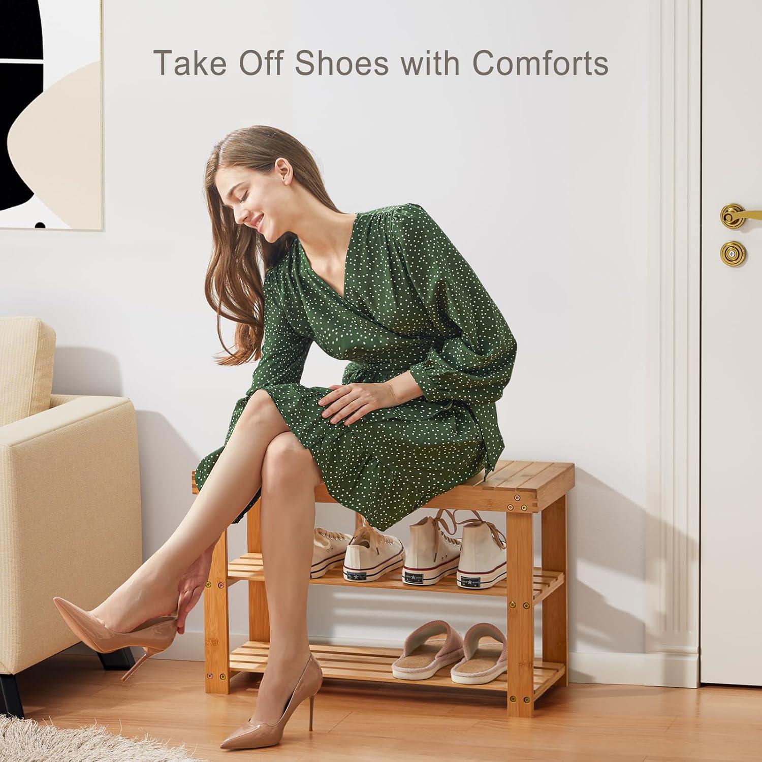 Banco de Zapatos de Bambú Pipishell 3 Niveles 136kg