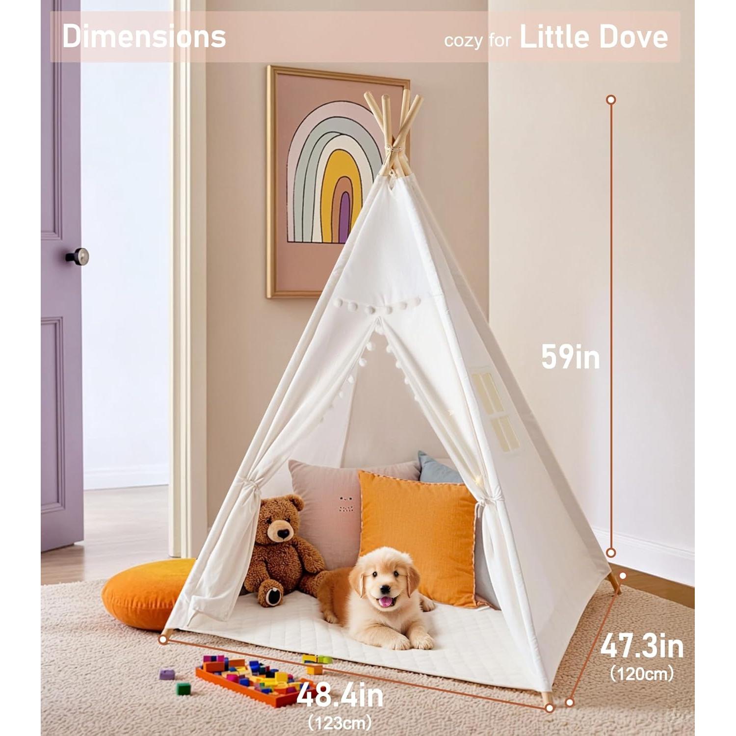 Tienda Teepee para Niños Little Dove 120x123 cm con Luces