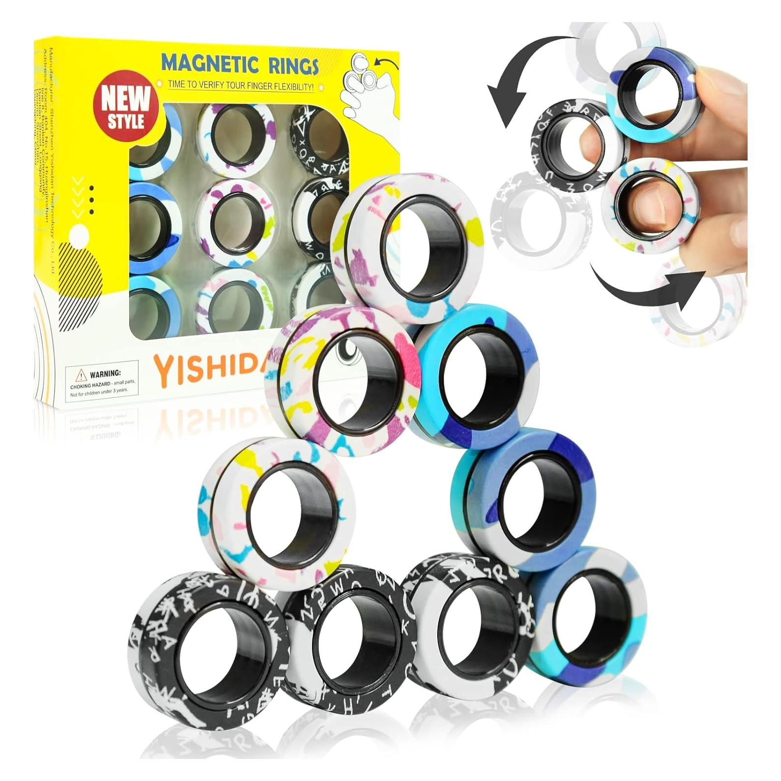 Paquete de 9 Anillos Magnéticos Antiestrés YISHIDANY