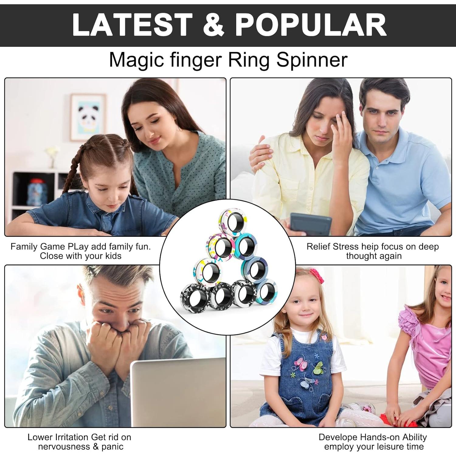 Paquete de 9 Anillos Magnéticos Antiestrés YISHIDANY
