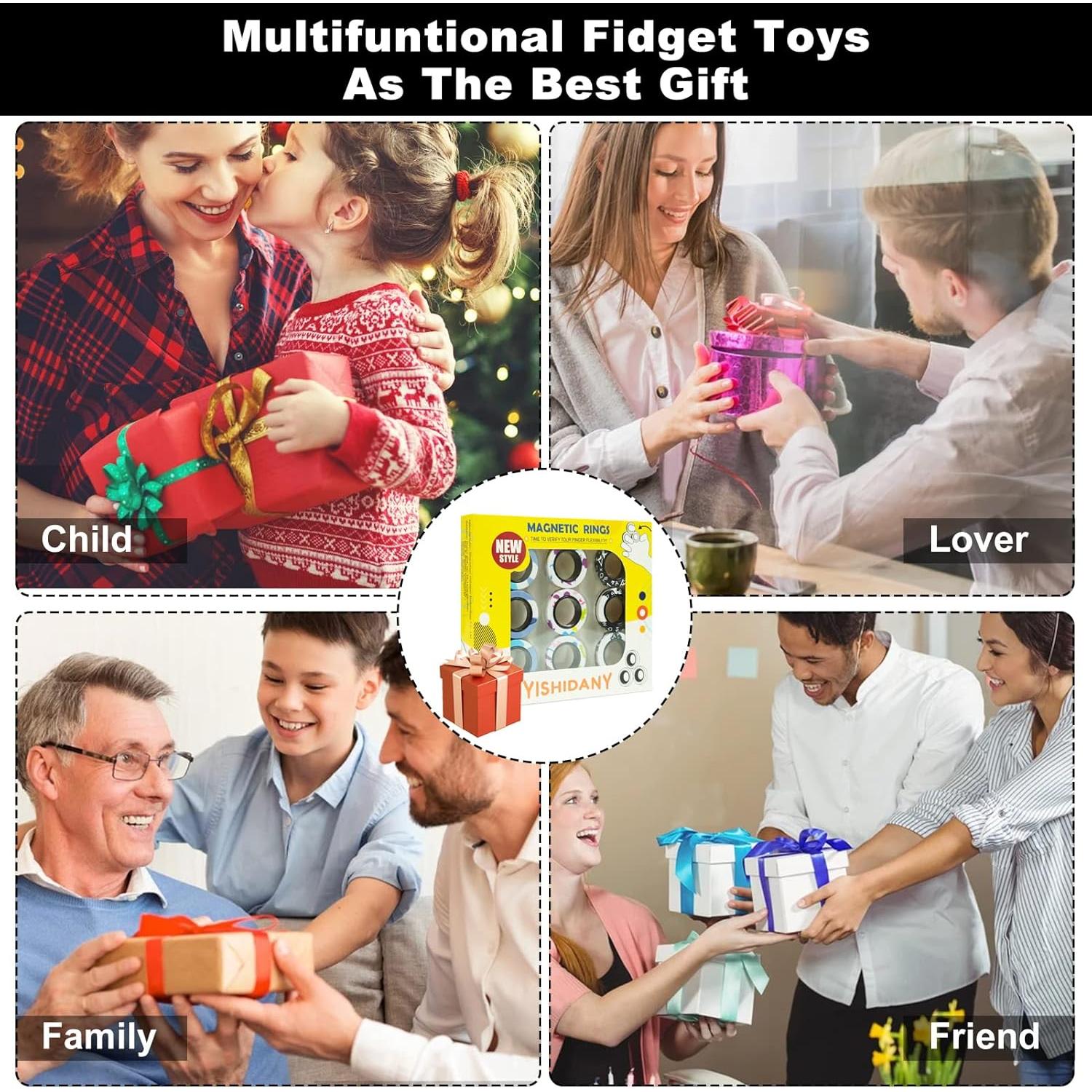 Paquete de 9 Anillos Magnéticos Antiestrés YISHIDANY