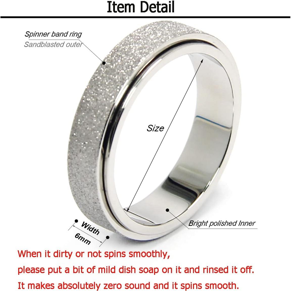 Anillo Giratorio Antiestrés Afftiny para Mujeres Plata Talla 7