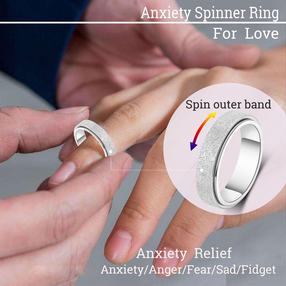 Anillo Giratorio Antiestrés Afftiny para Mujeres Plata Talla 7