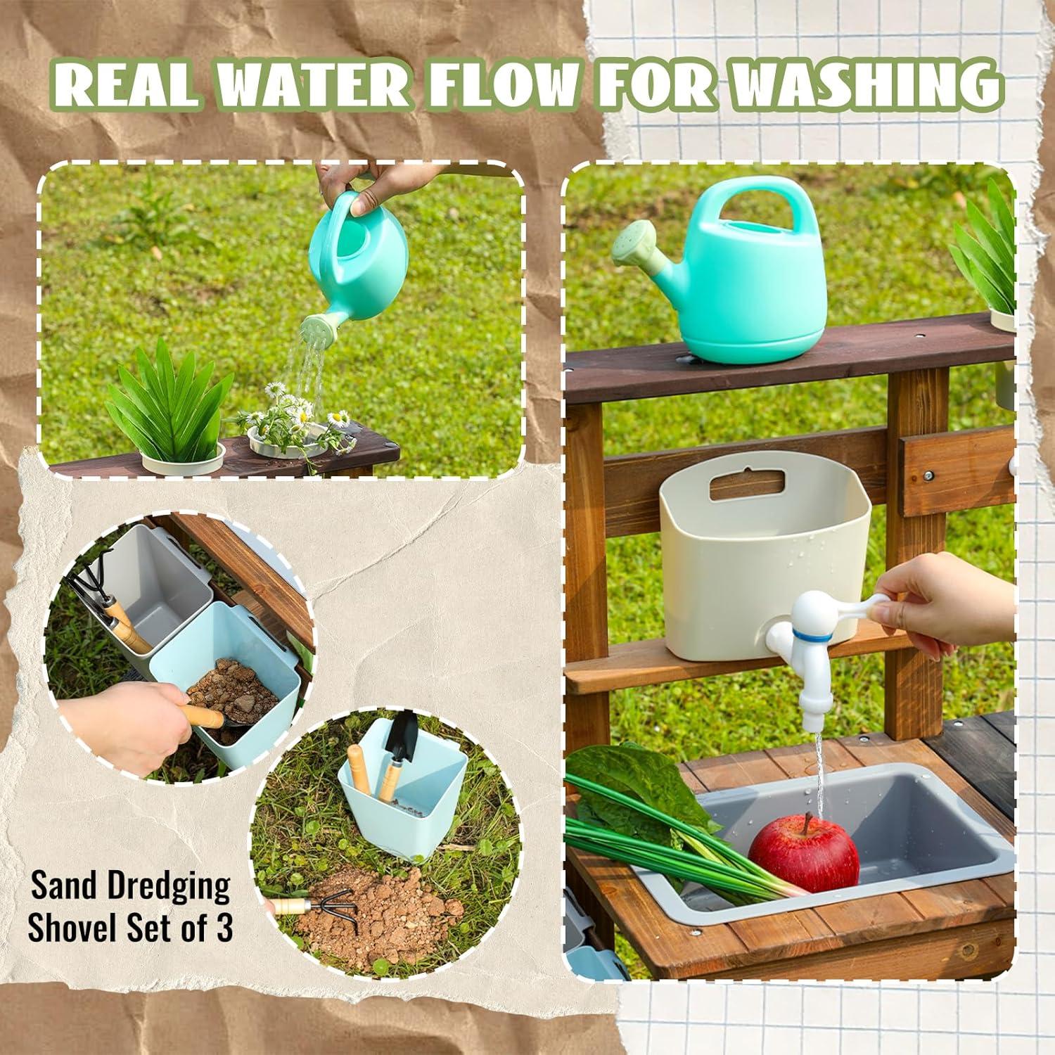 Juego de Cocina de Madera WOODENFUN con Ruedas y Accesorios