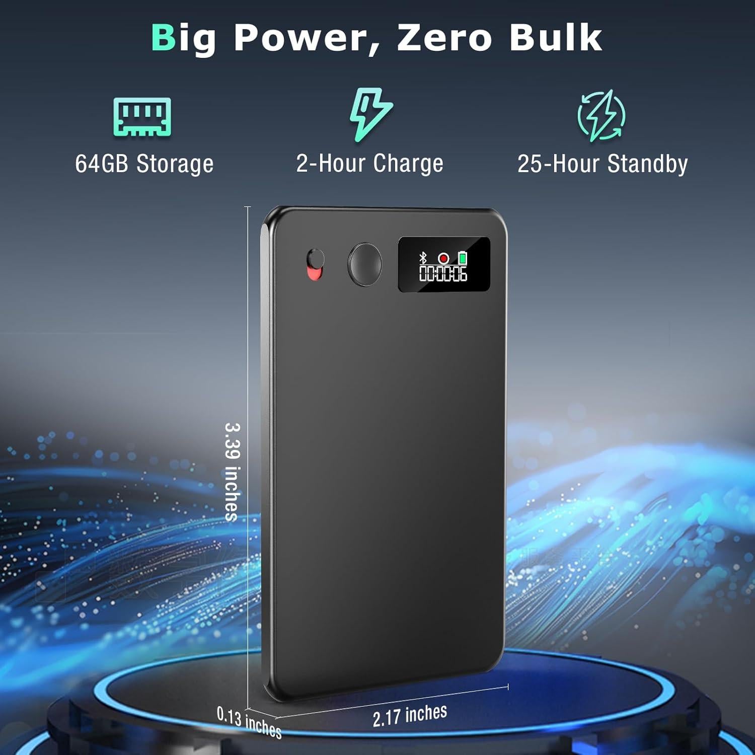 Grabadora de Voz AI ZEOUPT 64GB con Transcripción Multilingüe