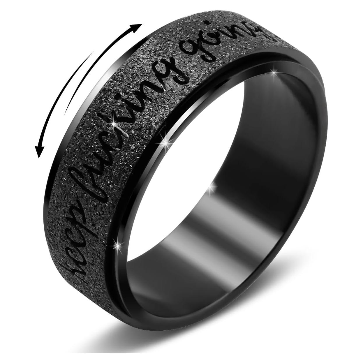 Anillo Spinner Antiestrés de Acero Inoxidable Titanio Negro 8mm Talla 7