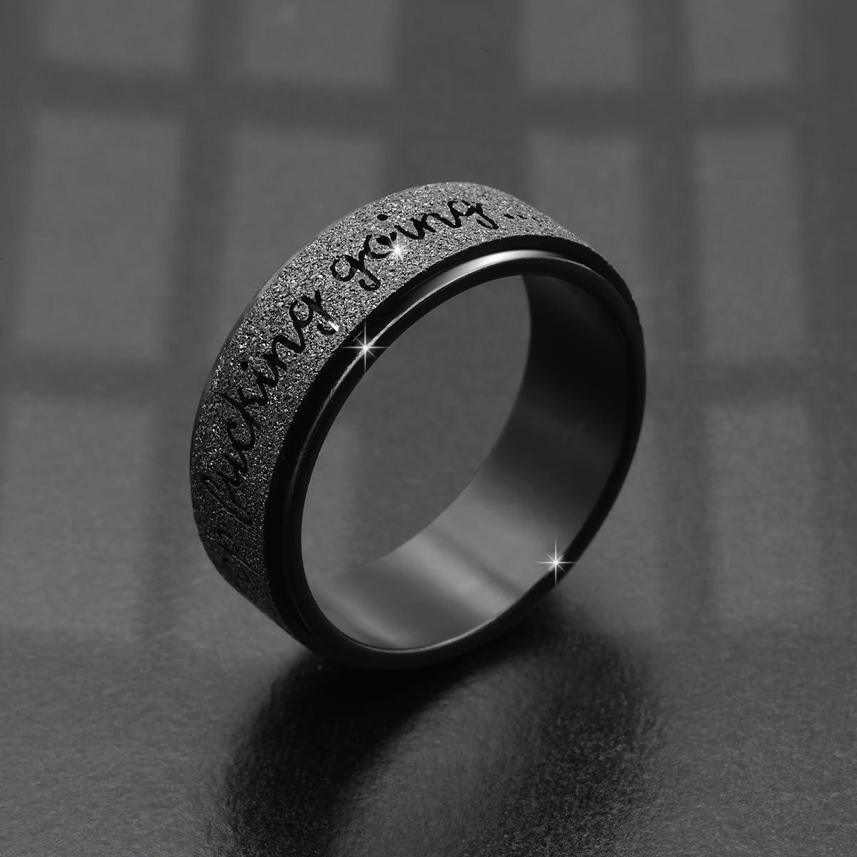 Anillo Spinner Antiestrés de Acero Inoxidable Titanio Negro 8mm Talla 7