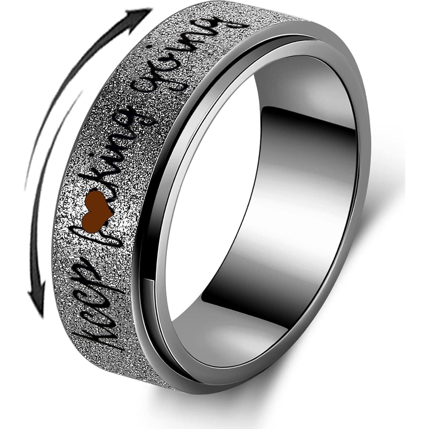 Anillo Spinner Antiestrés de Acero Inoxidable Titanio Negro 8mm Talla 7