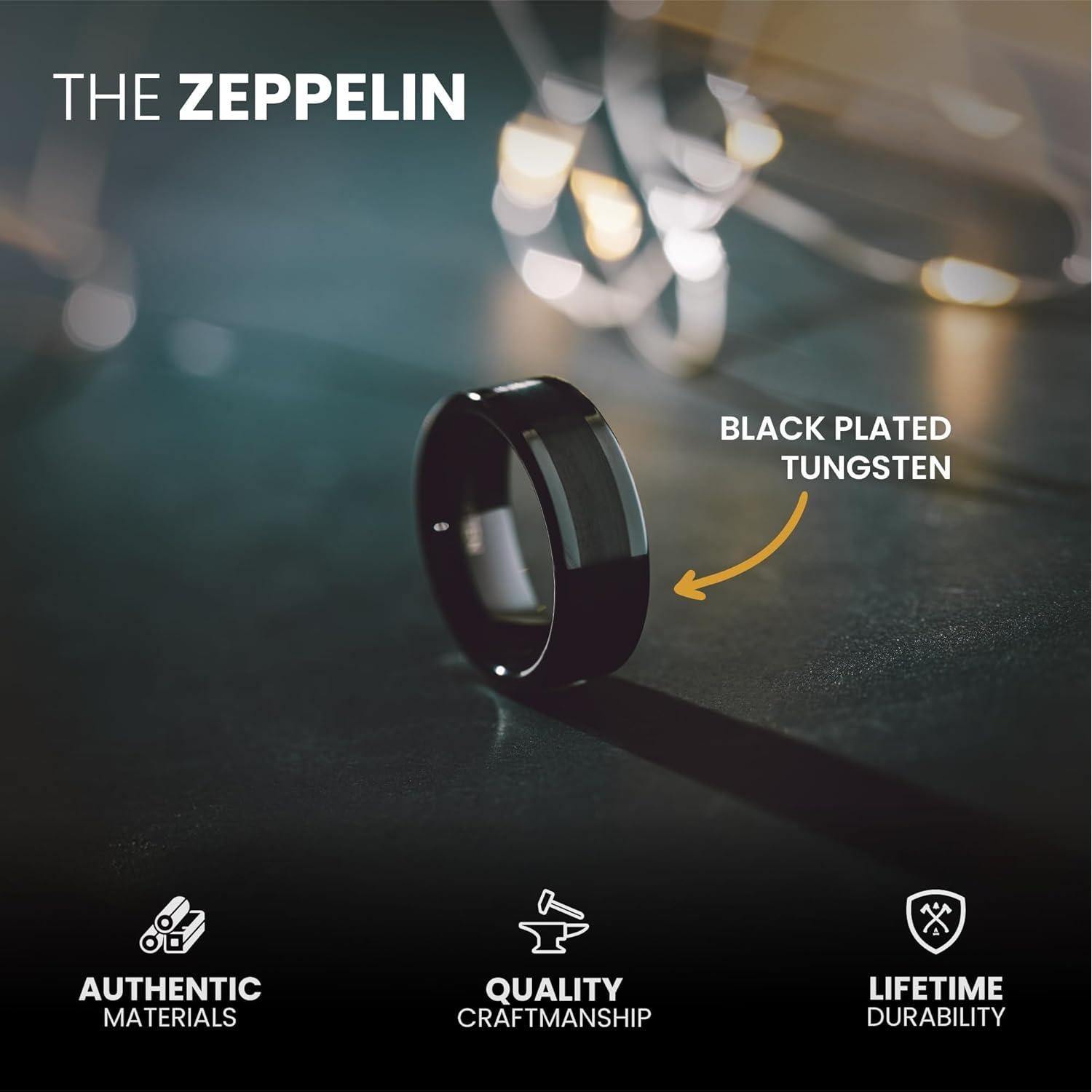 Anillo de boda de tungsteno negro Manly Bands 8mm con silicona