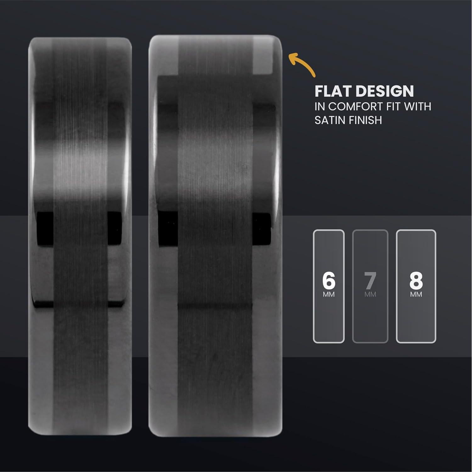 Anillo de boda de tungsteno negro Manly Bands 8mm con silicona