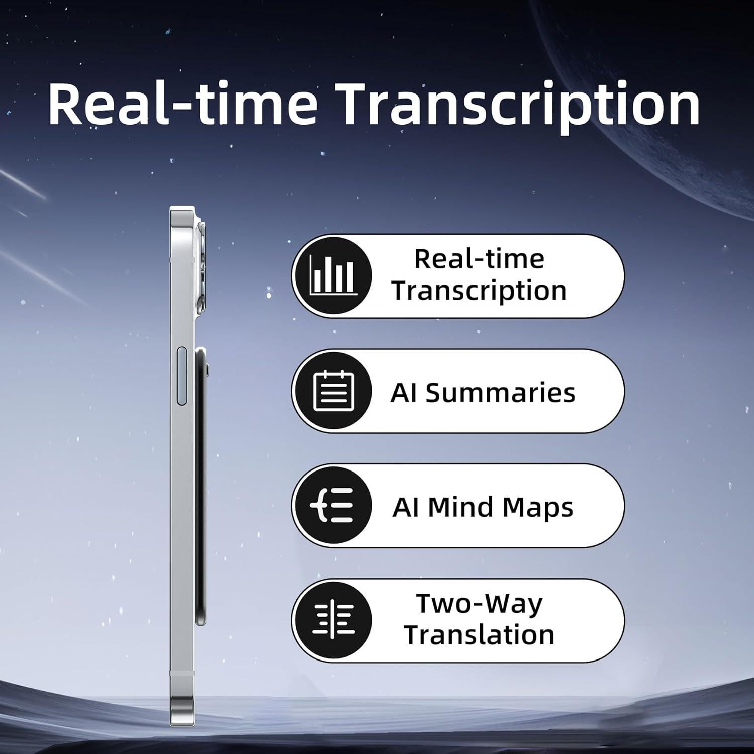 Grabadora de Voz AI Boyuevi 64GB, Transcripción y Traducción