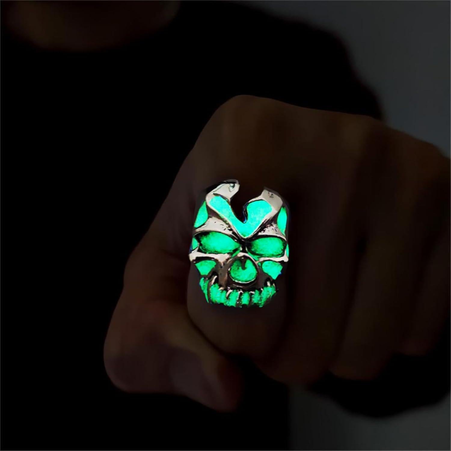 Anillo Calavera Brillante en la Oscuridad Ajustable Unisex