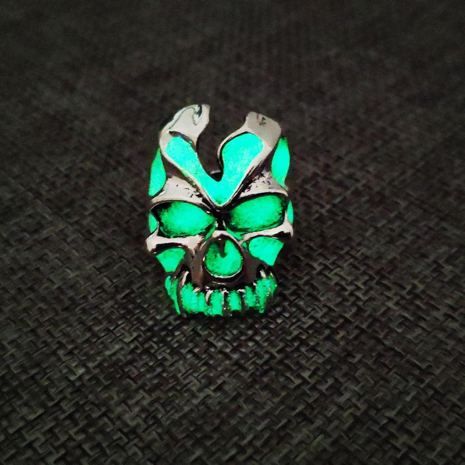 Anillo Calavera Brillante en la Oscuridad Ajustable Unisex