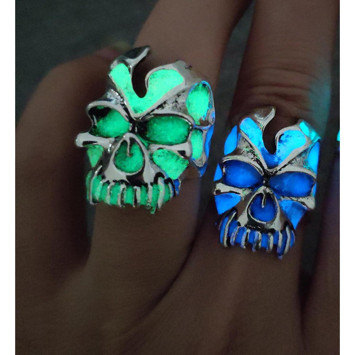 Anillo Calavera Brillante en la Oscuridad Ajustable Unisex