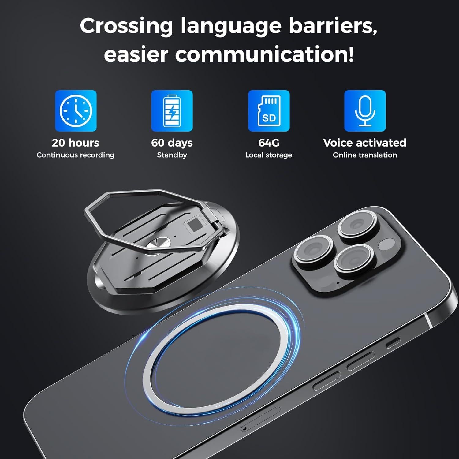 Grabadora de Traducción AI Jojobnj - 64GB, 152 Idiomas, Portátil