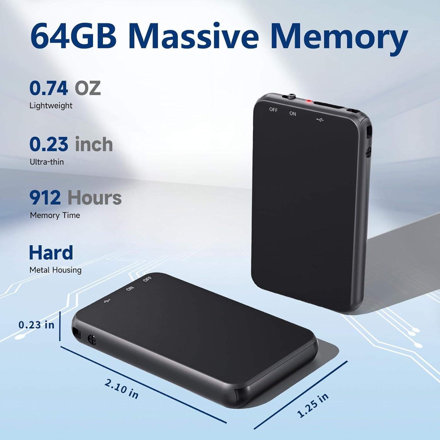 Grabadora de Voz Digital VLL V15 64GB con Reducción de Ruido