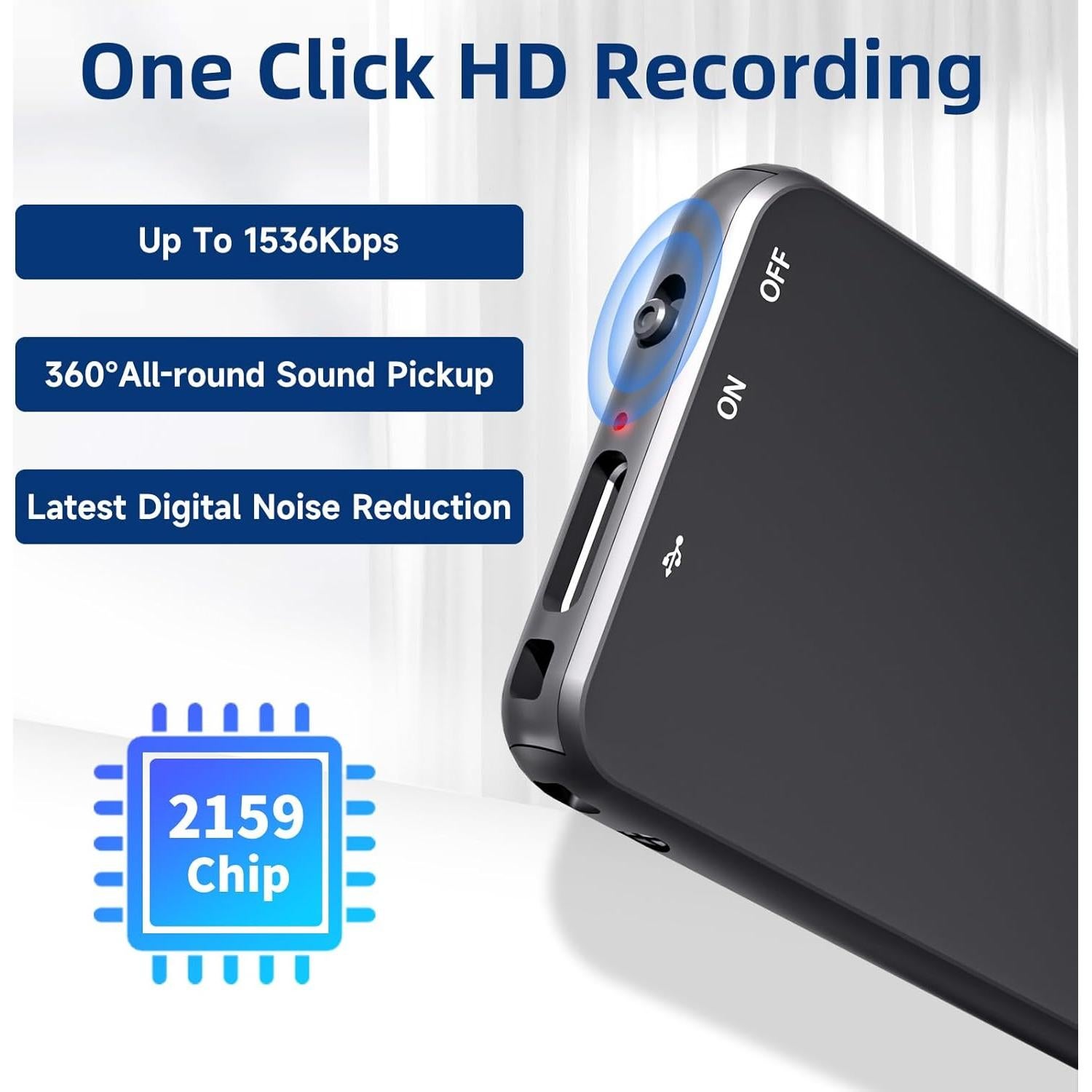 Grabadora de Voz Digital VLL V15 64GB con Reducción de Ruido