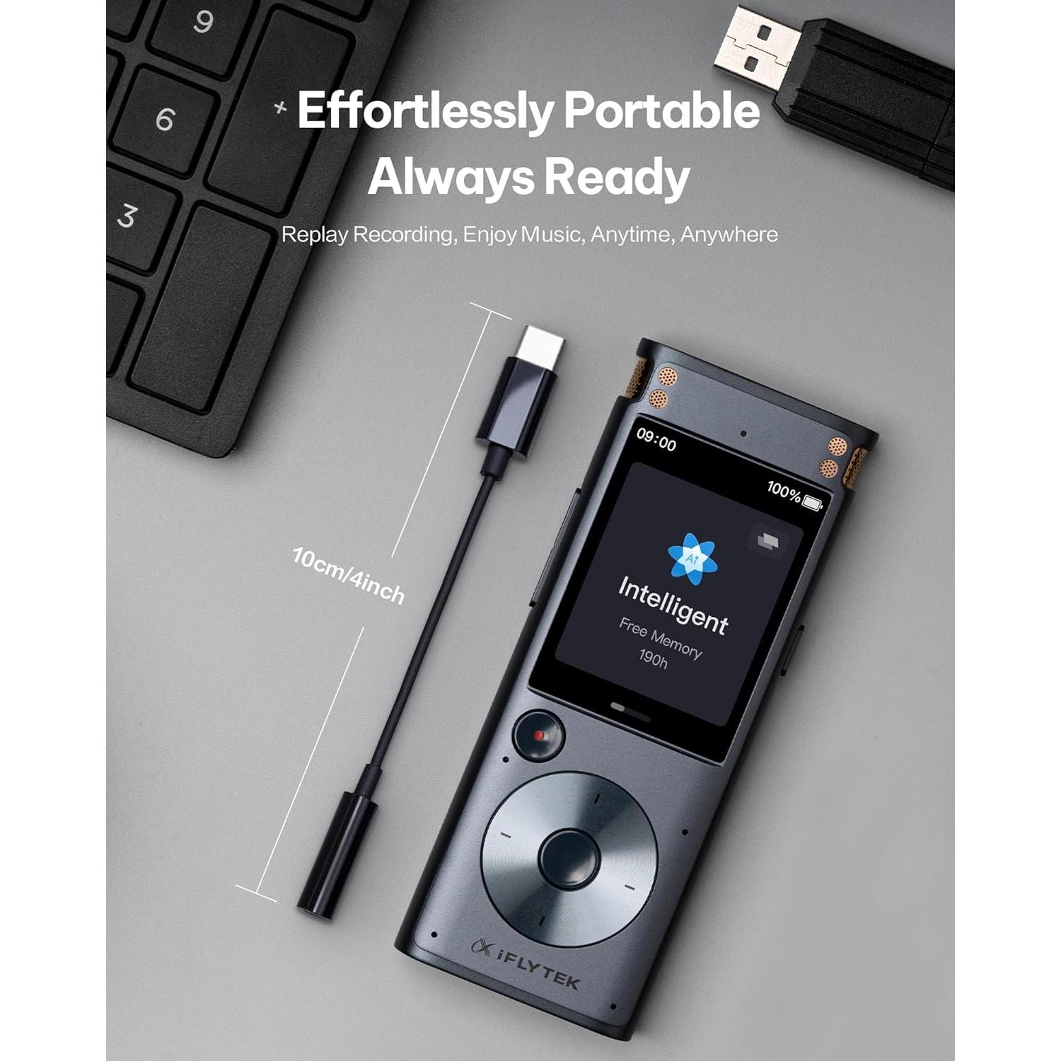 Adaptador USB-C a 3.5mm iFLYTEK para grabadora de voz