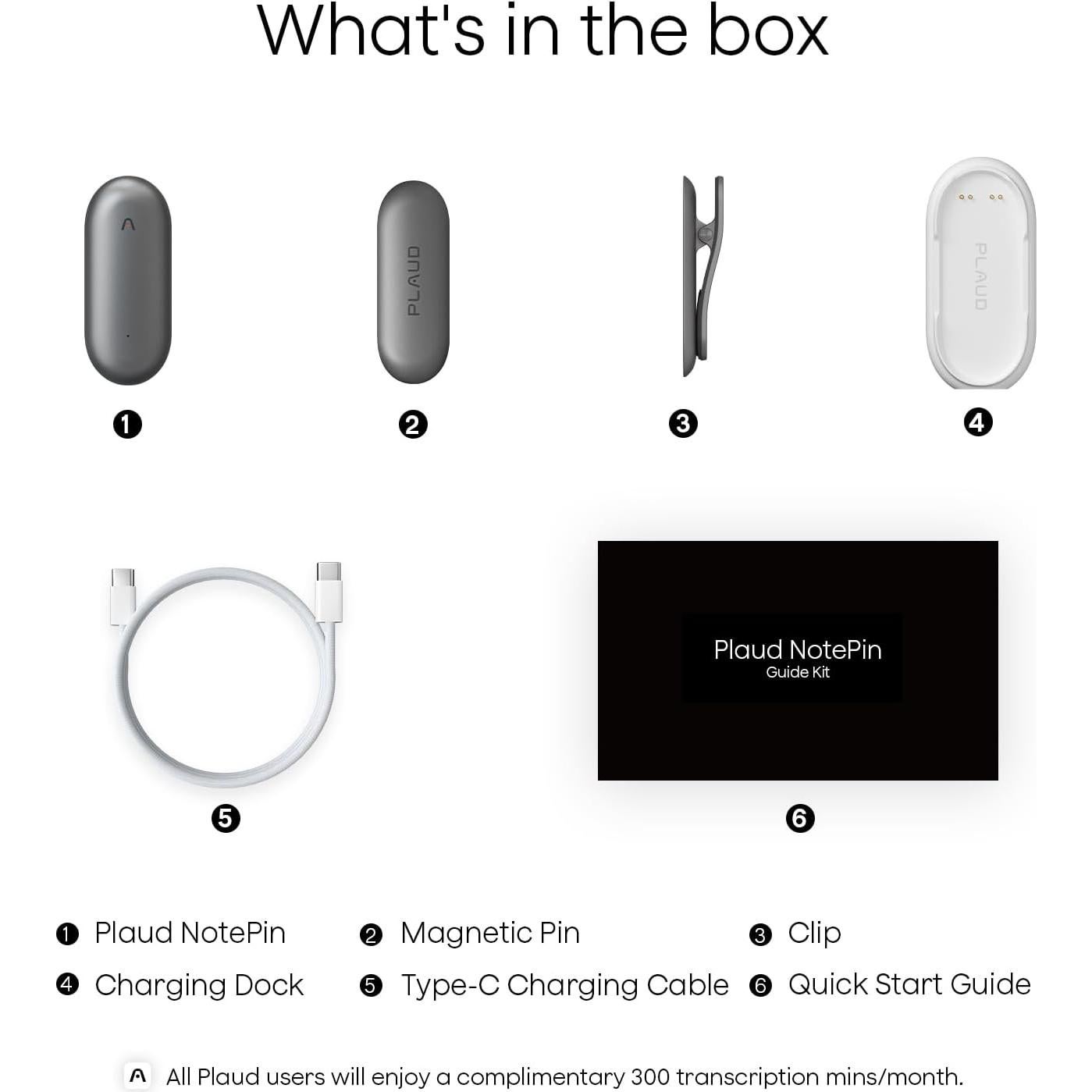 Grabadora de Voz AI Plaud NotePin 64GB, Transcripción 112 Idiomas