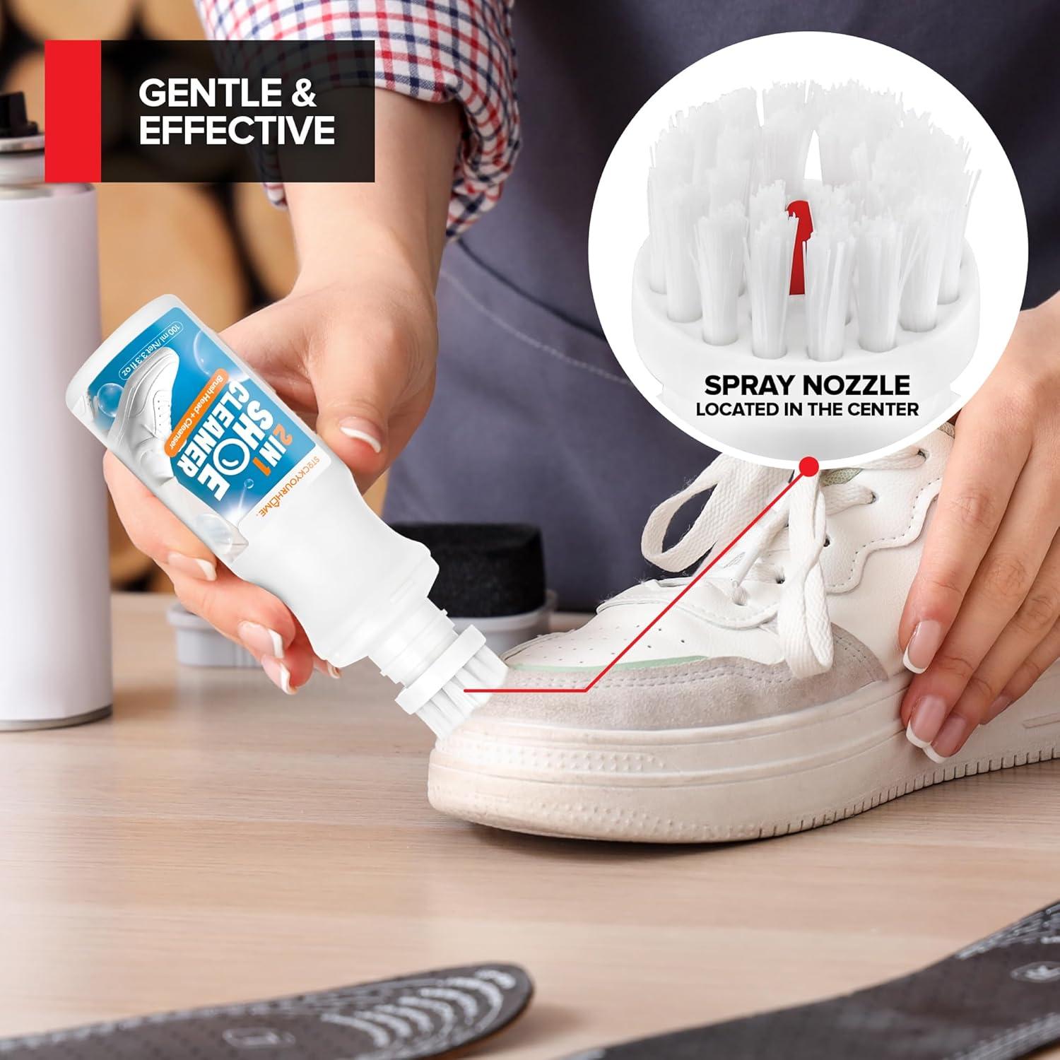 Kit de Limpieza de Zapatos 2 en 1 Stock Your Home - Cepillo y Spray