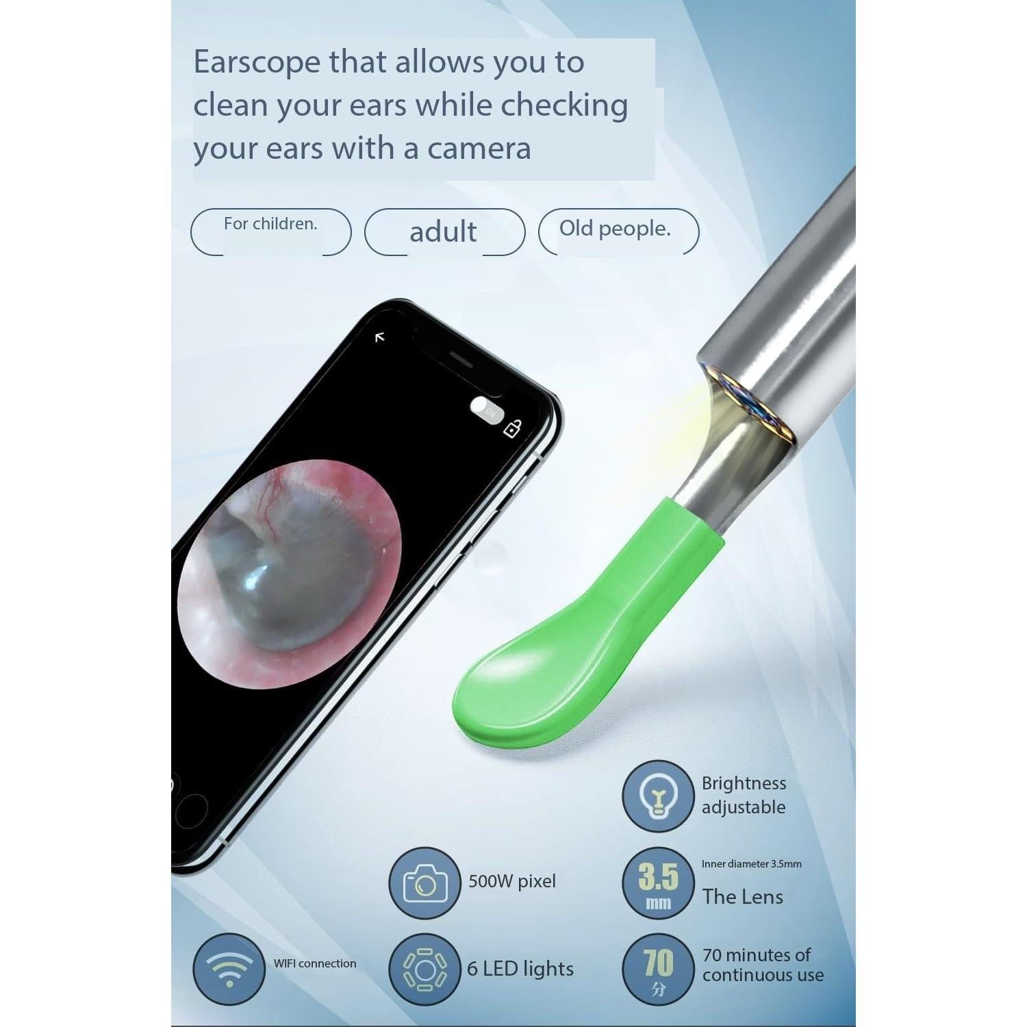 Limpiador de Oído Mahousky X6 con Cámara y Luz LED