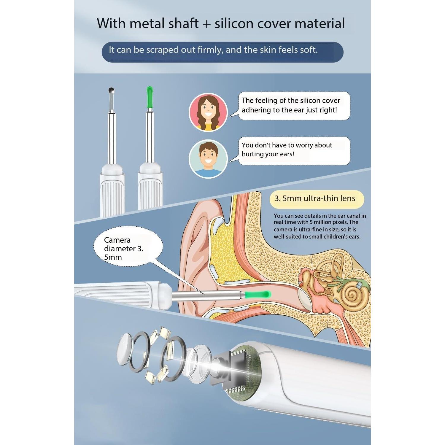 Limpiador de Oído Mahousky X6 con Cámara y Luz LED