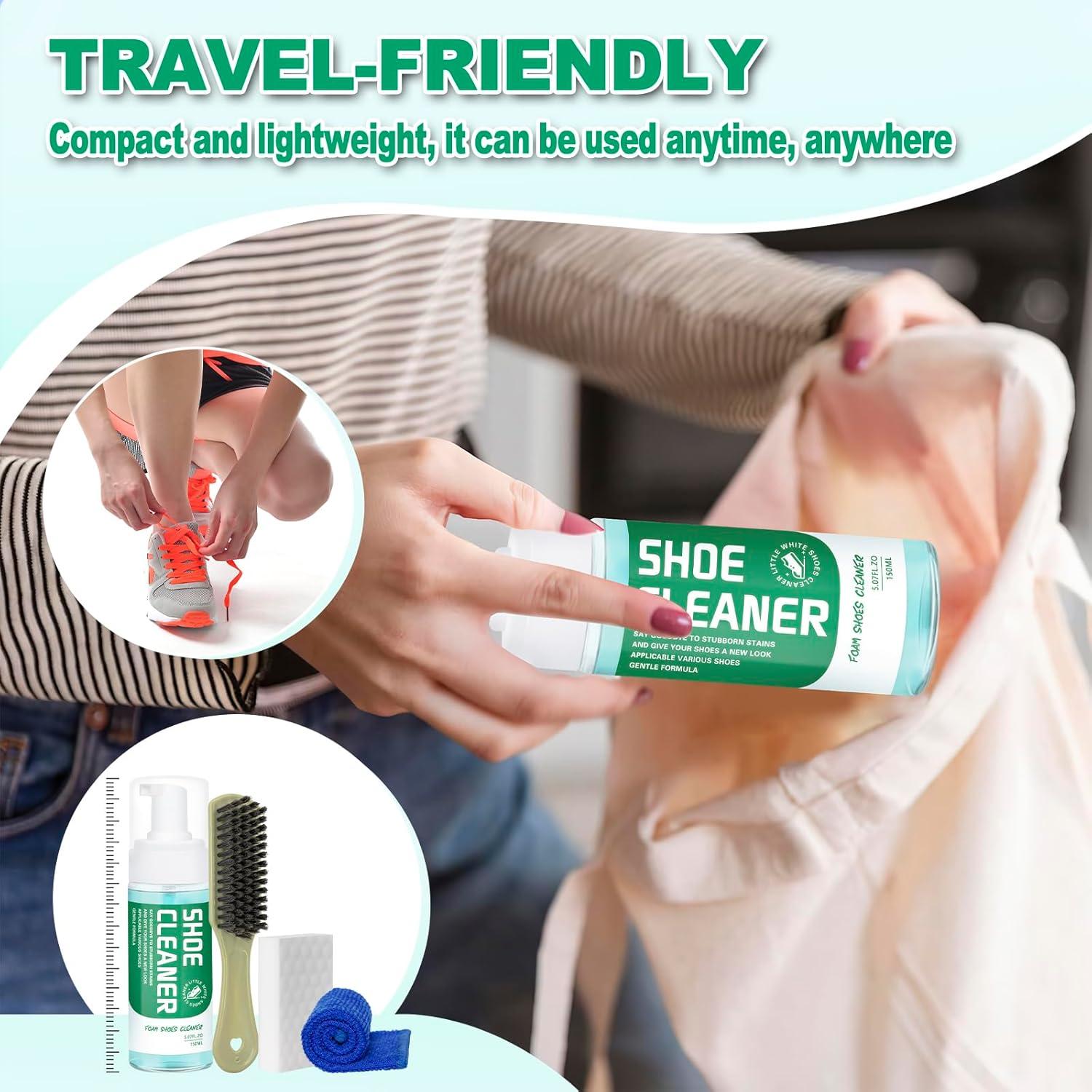 Kit Limpiador de Zapatos Blancos - Espuma, Cepillo y Toalla