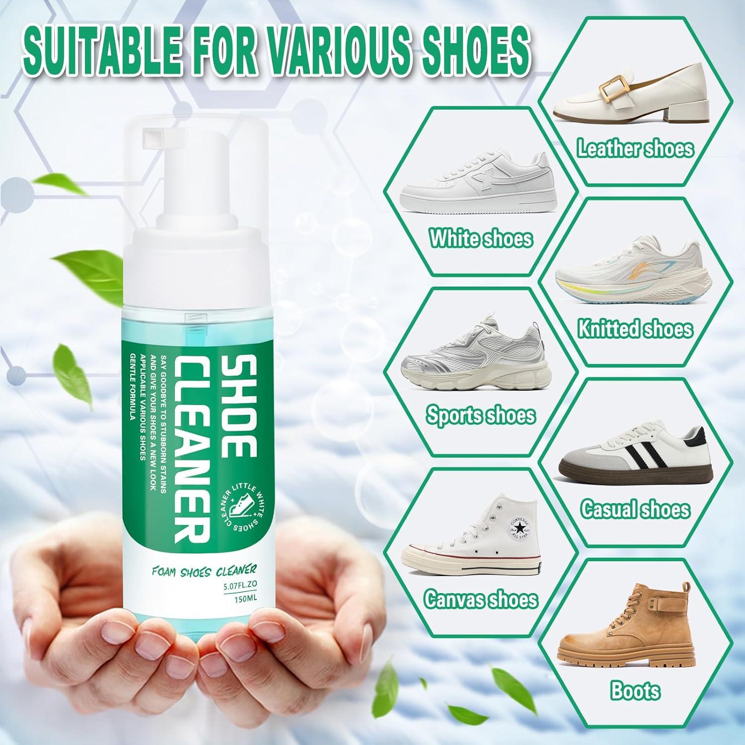 Kit Limpiador de Zapatos Blancos - Espuma, Cepillo y Toalla