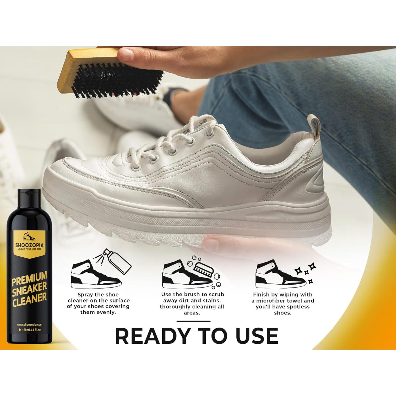 Kit de Limpieza de Zapatos Shoozopia 4oz con Cepillo y Toalla