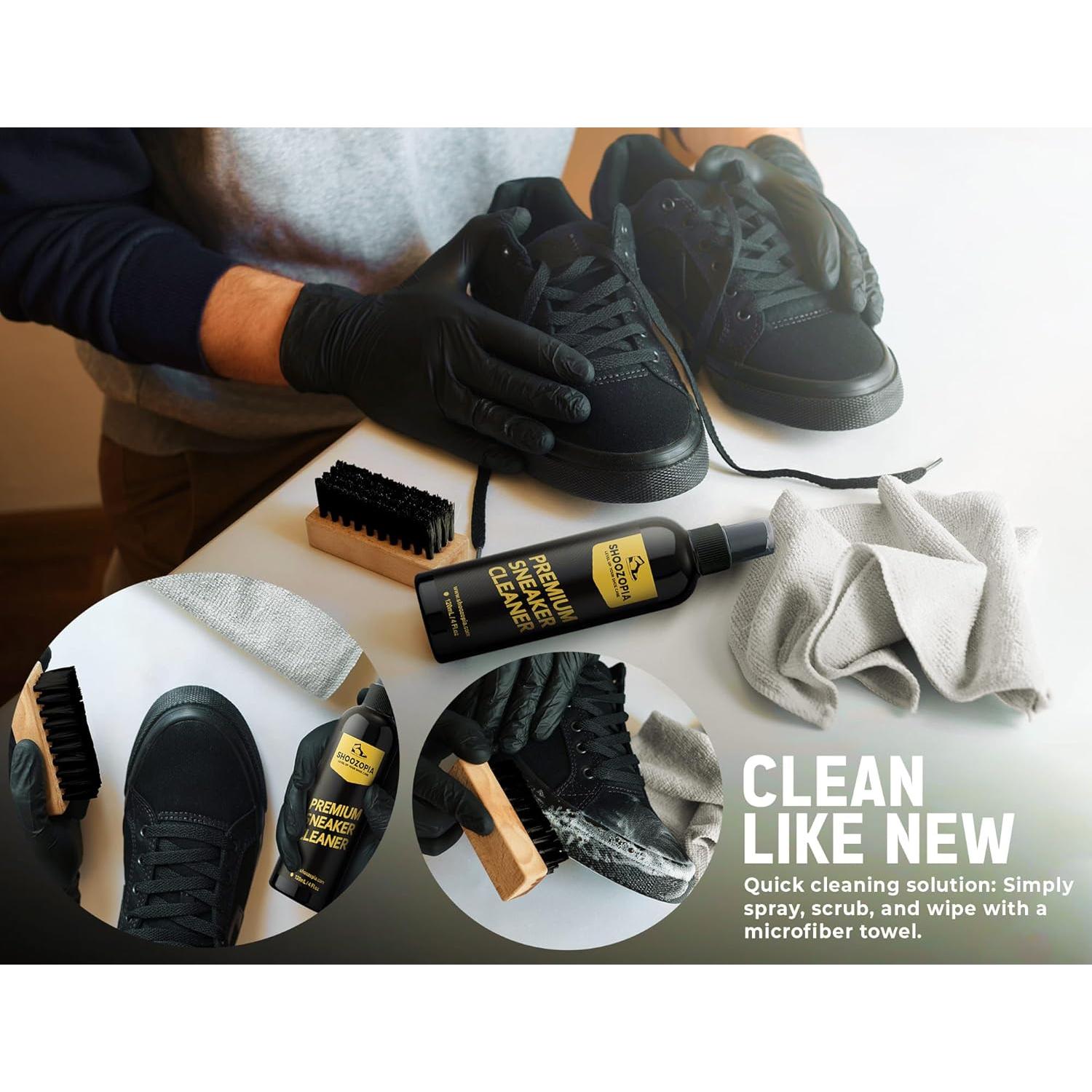 Kit de Limpieza de Zapatos Shoozopia 4oz con Cepillo y Toalla