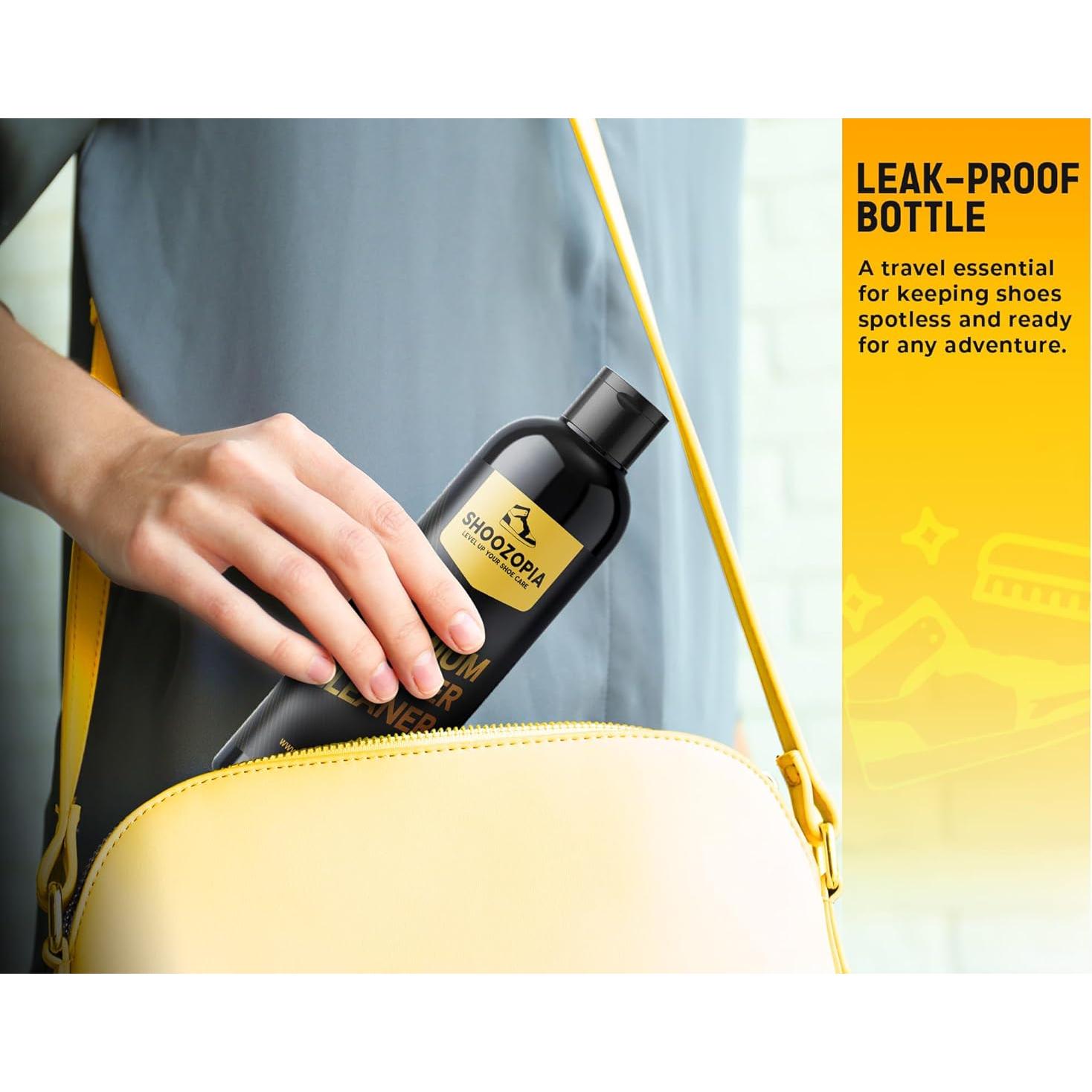Kit de Limpieza de Zapatos Shoozopia 4oz con Cepillo y Toalla