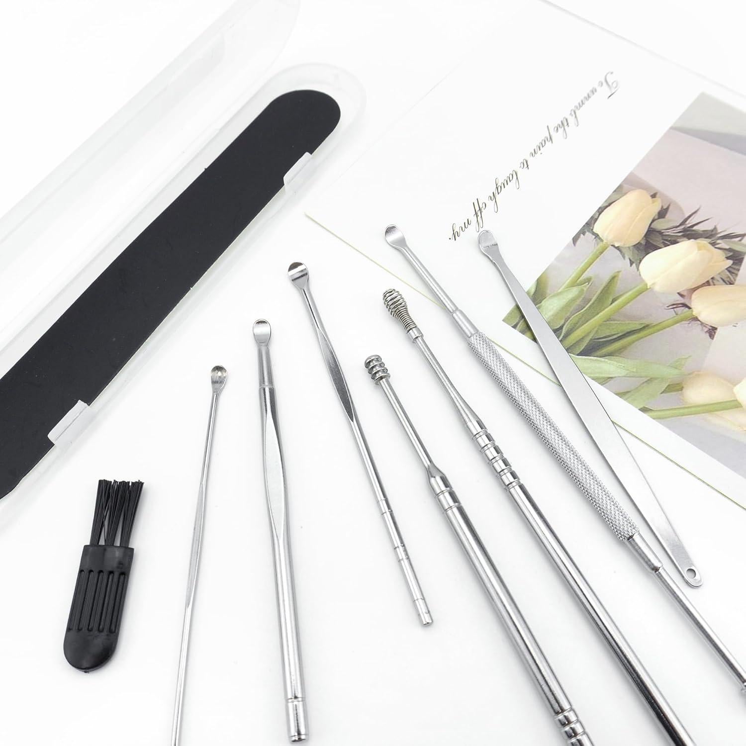 Kit de Limpieza de Oídos Quacc 8 Piezas Acero Inoxidable