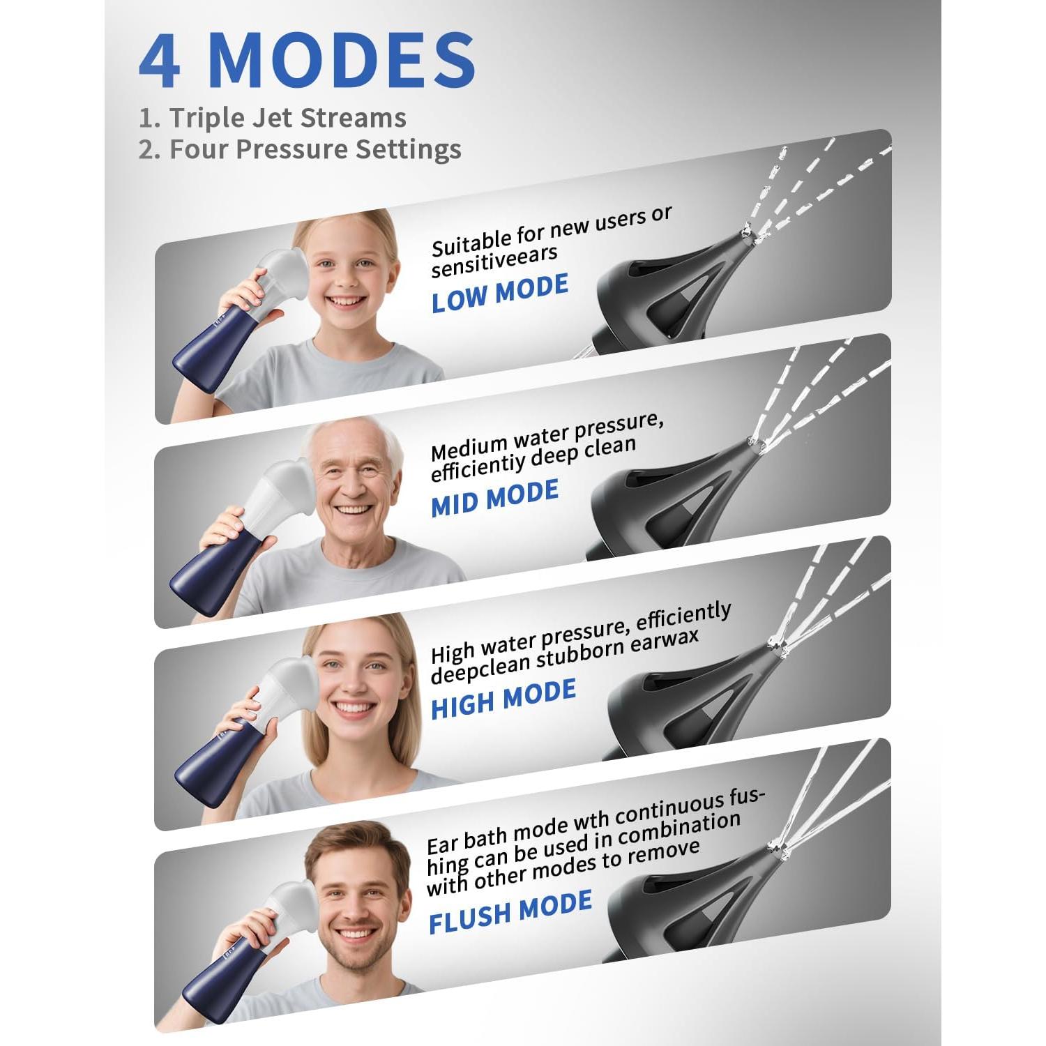 Limpiador de Oídos Eléctrico Acutedge con Tanque Integrado - 4 Modos