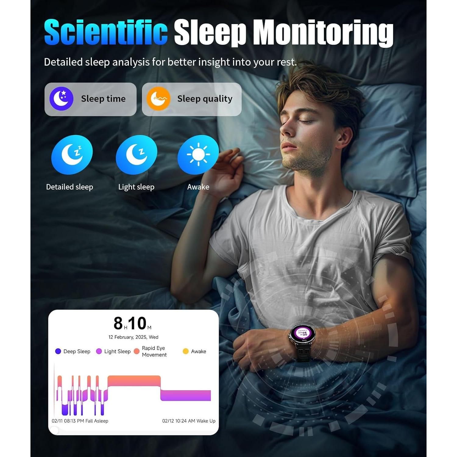 Reloj Inteligente Militar SUNKTA 1.85" HD Bluetooth Negro