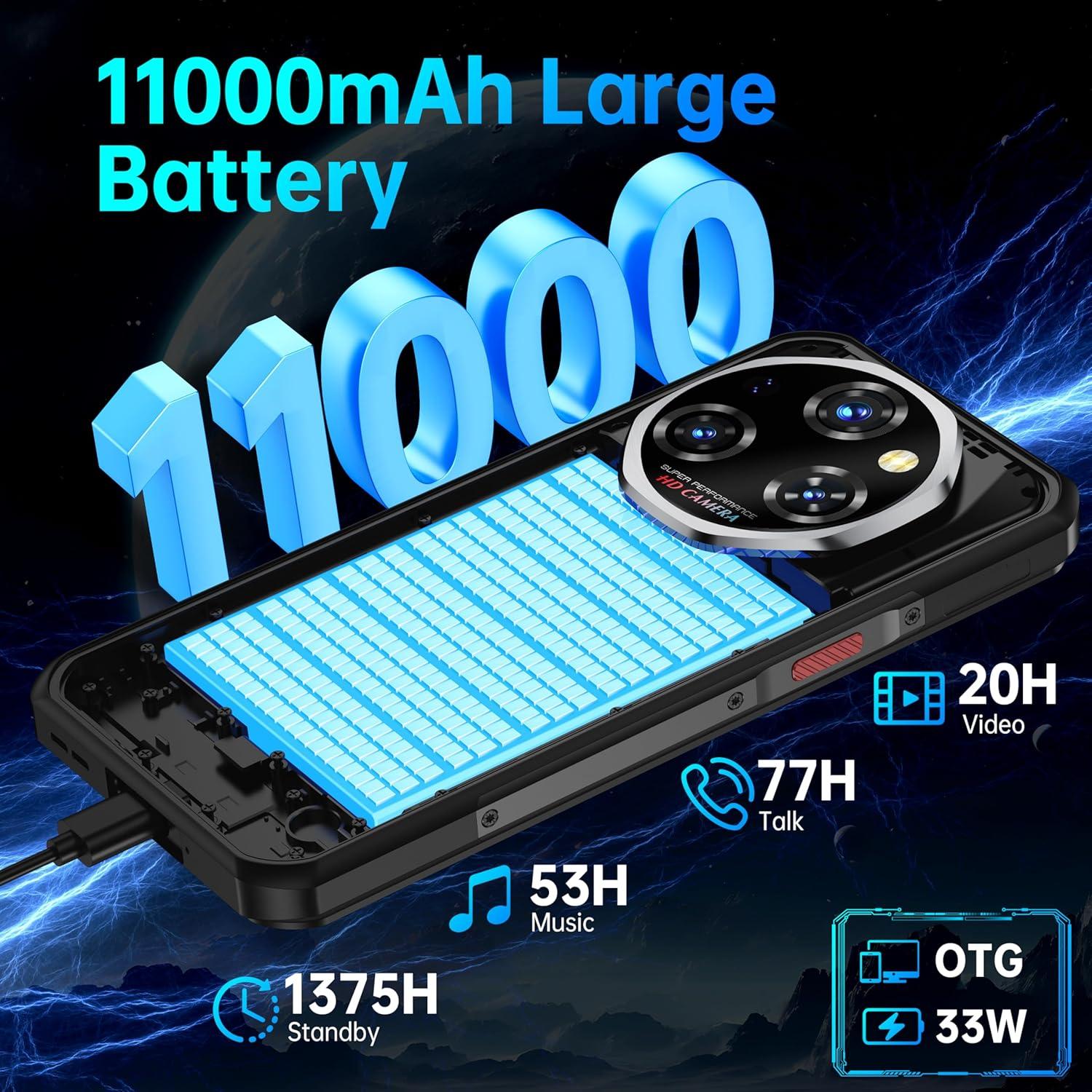 OUKITEL WP55 5G Teléfono Resistente 6.6" FHD+ 11000mAh 36GB RAM