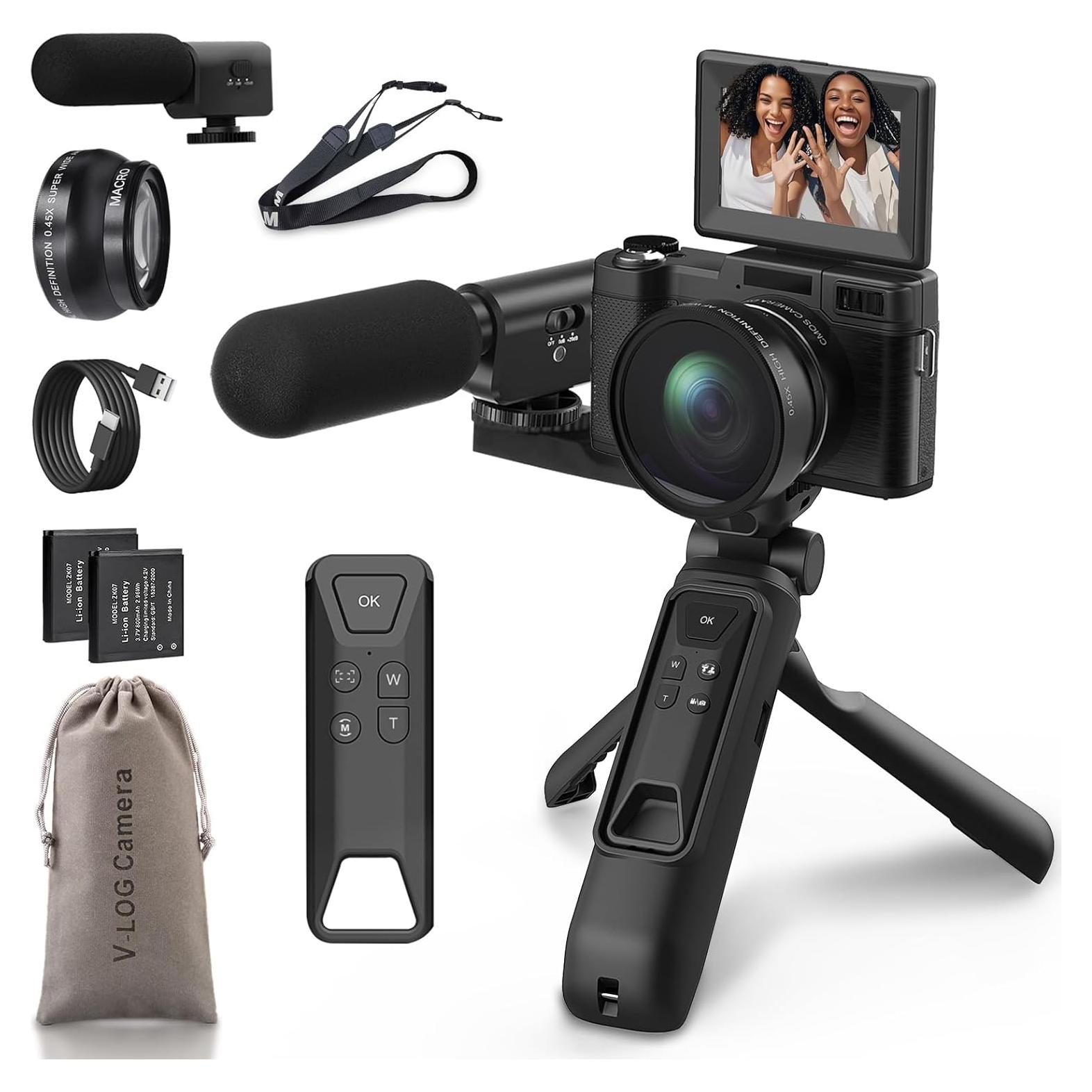 Cámara Digital Vlogging 5K CeezeCam con Trípode y Accesorios