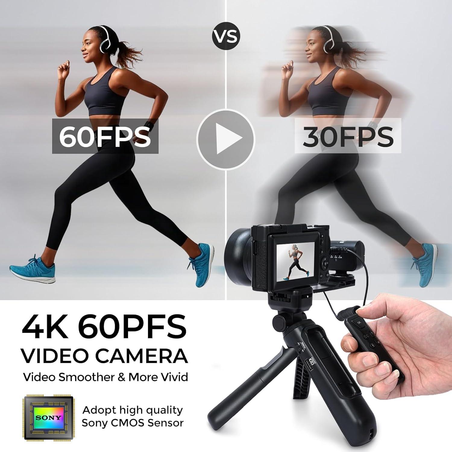 Cámara Digital Vlogging 5K CeezeCam con Trípode y Accesorios