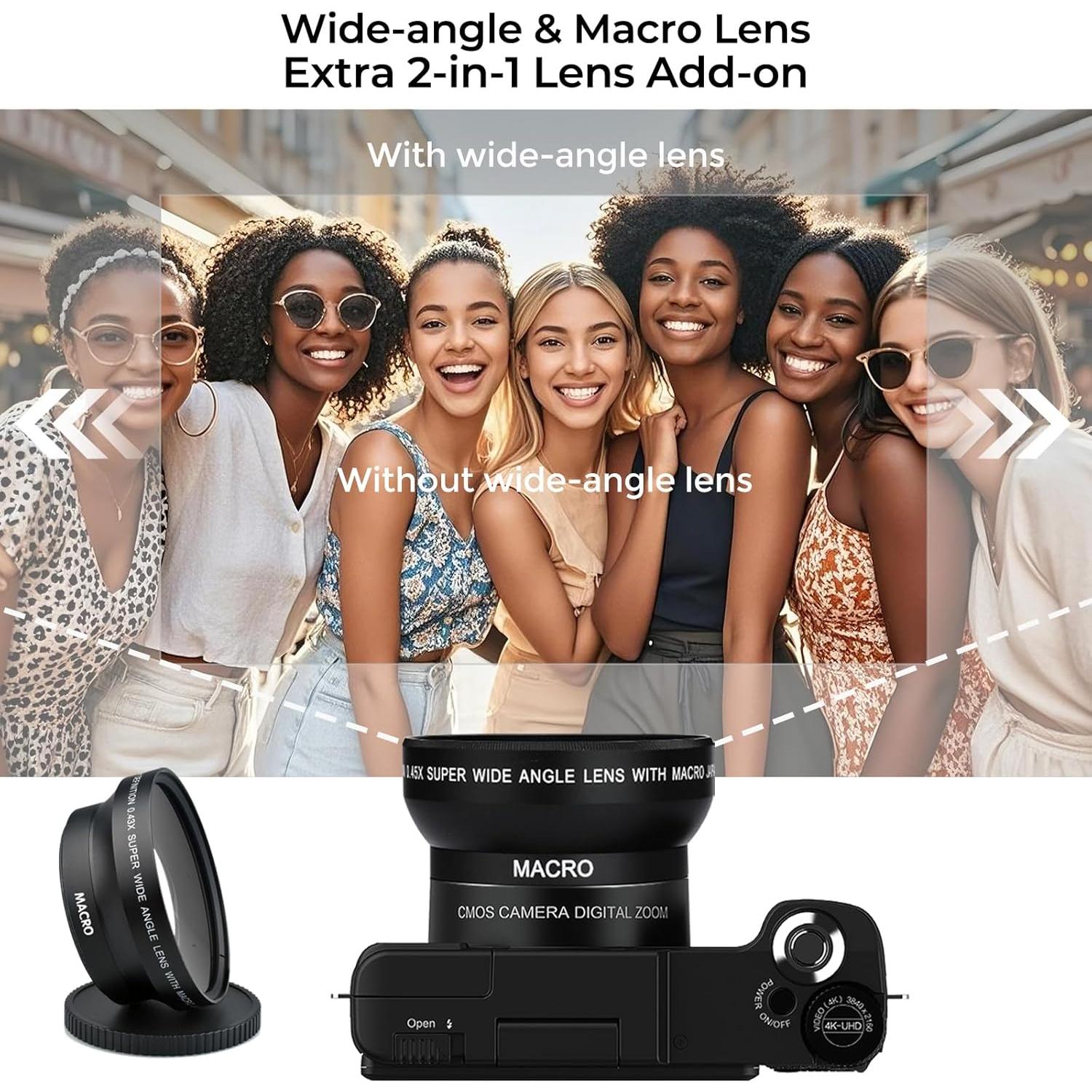 Cámara Digital Vlogging 5K CeezeCam con Trípode y Accesorios