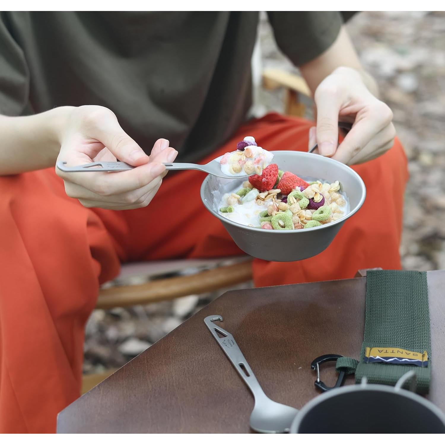 Juego de Cucharas de Camping SANTTA 2 Piezas Titanio 35g