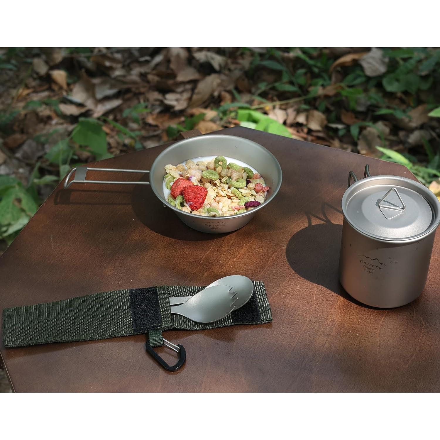 Juego de Cucharas de Camping SANTTA 2 Piezas Titanio 35g