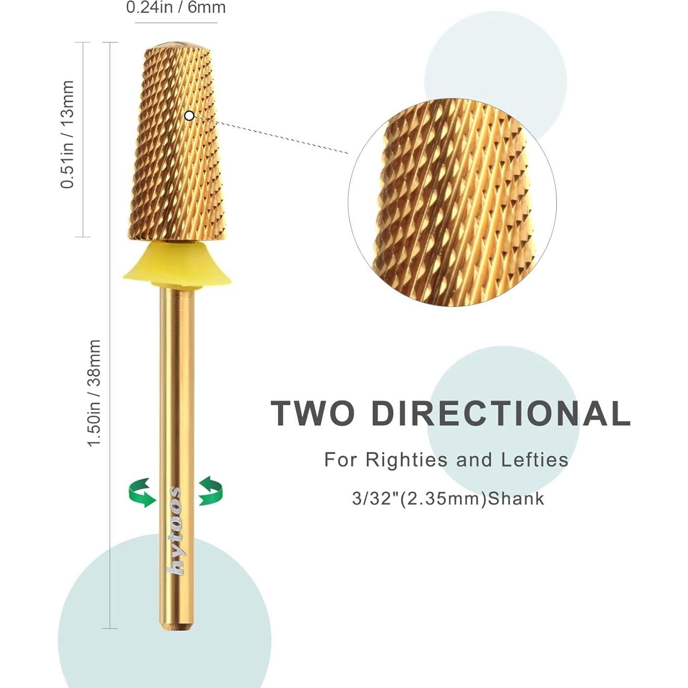 Brocas de Uñas Tapered de Seguridad Hytoos 2 Pcs 3/32"