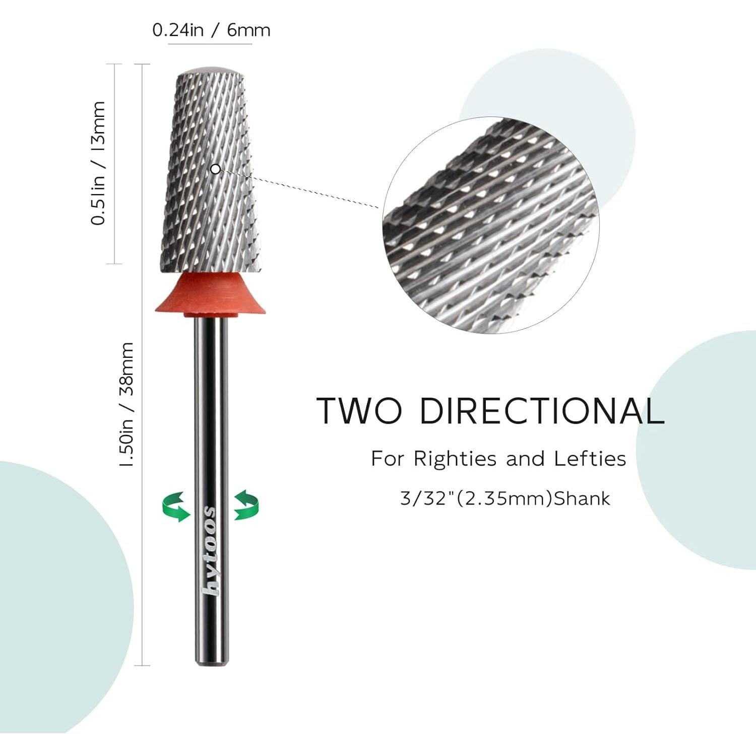 Brocas de Uñas Tapered de Seguridad Hytoos 2 Pcs 3/32"