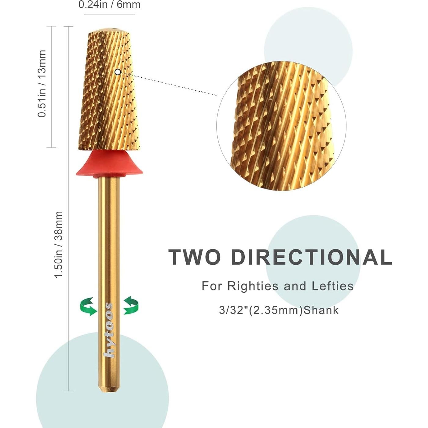 Brocas de Uñas Tapered de Seguridad Hytoos, 2 Piezas, 3/32"