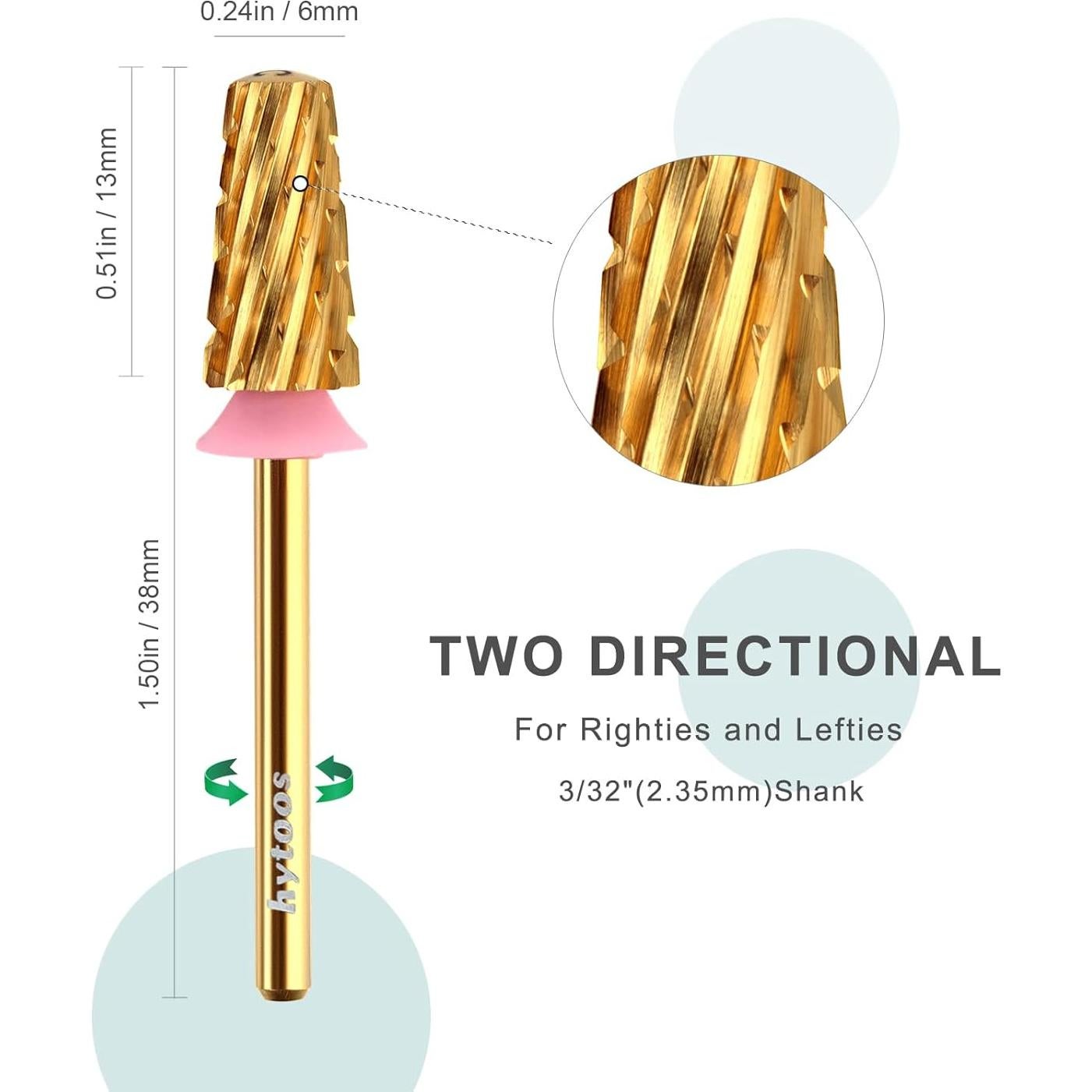 Brocas de Uñas Tapered de Seguridad Hytoos, 2 Piezas, 3/32"