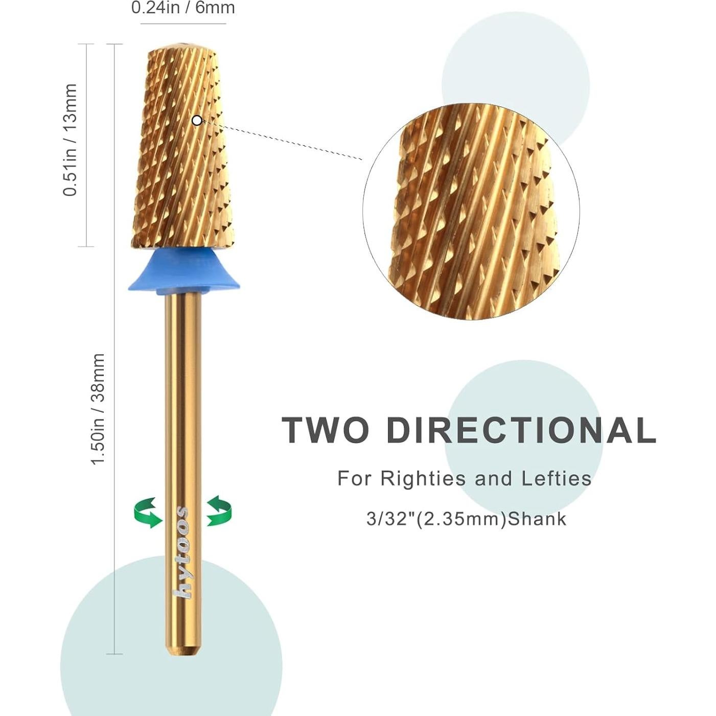 Brocas de Uñas Tapered de Seguridad Hytoos, 4 Piezas, 2.35mm