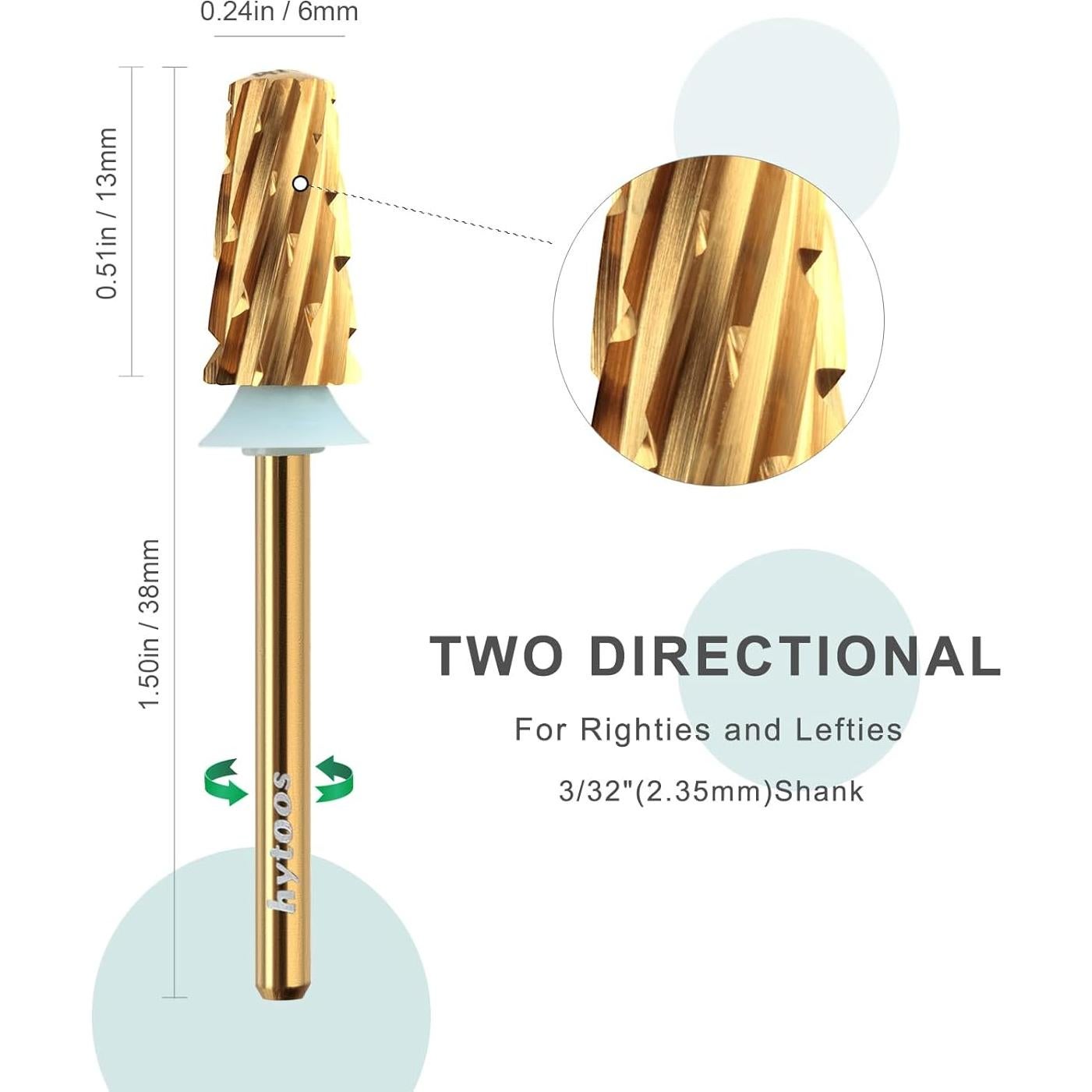 Brocas de Uñas Tapered de Seguridad Hytoos, 4 Piezas, 2.35mm