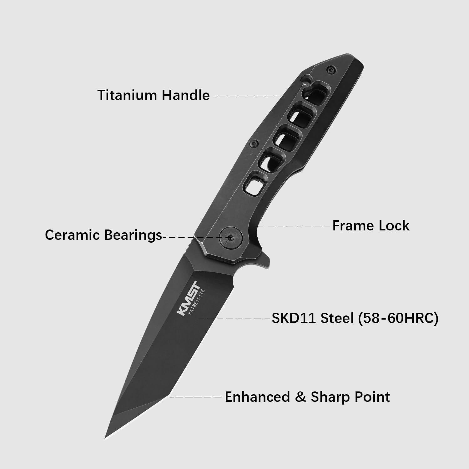 Cuchillo de bolsillo plegable Kaimeisite - Hoja D2 8.89 cm