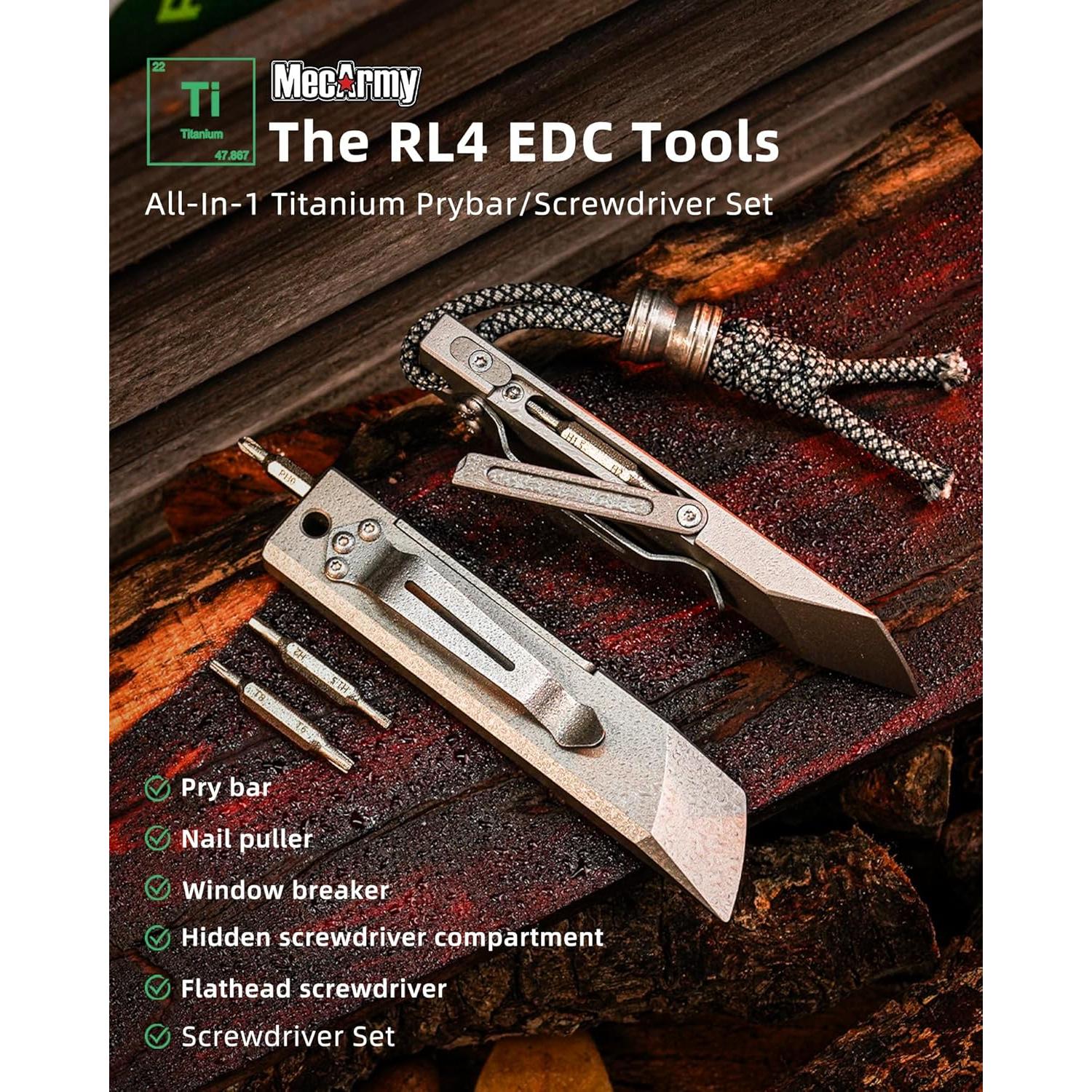 Multiherramienta MecArmy RL4 de Titanio EDC con 6 Puntas