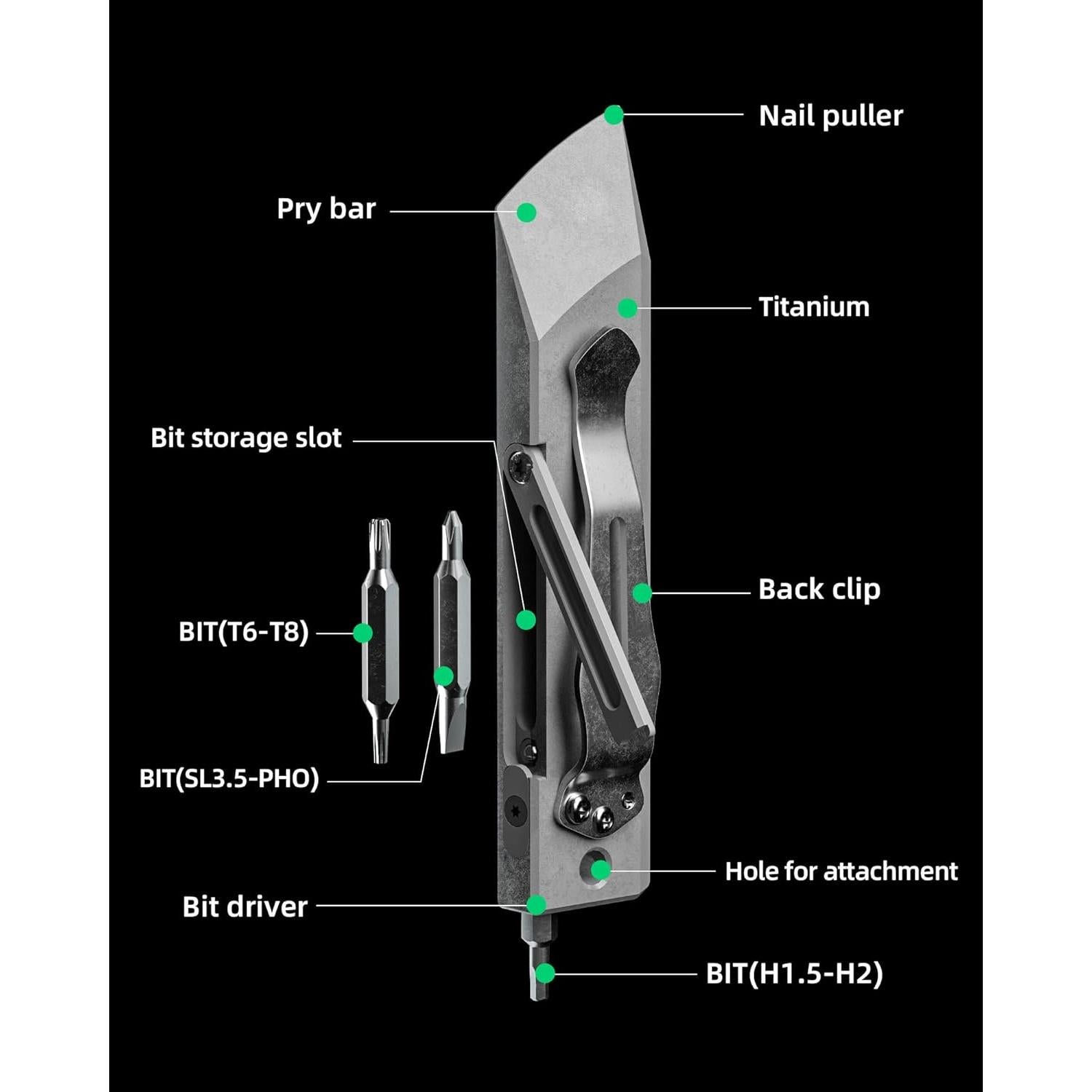 Multiherramienta MecArmy RL4 de Titanio EDC con 6 Puntas
